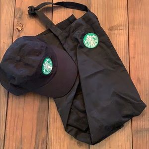 Starbucks apron with tie in back and cap